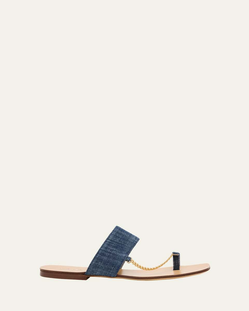 Melide Capri Denim Chain Slide Sandals